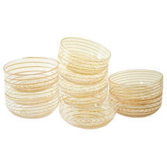 10 bols de service en verre de Murano Cenedese de style moderne du milieu du siècle avec spirale