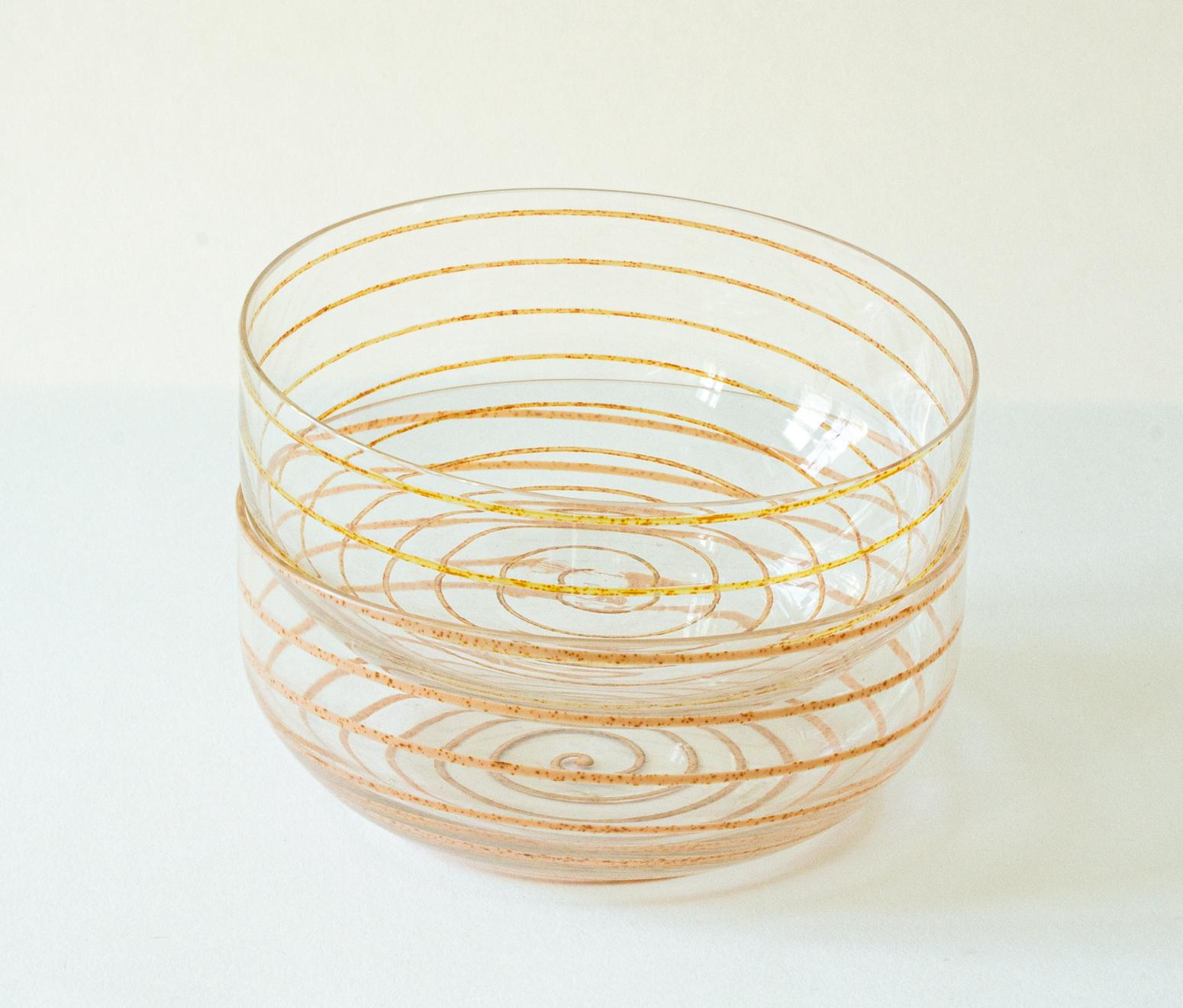 Italian 10 Mid-Century Modern Cenedese Murano Glass Serving Bowls with Spiral For Sale