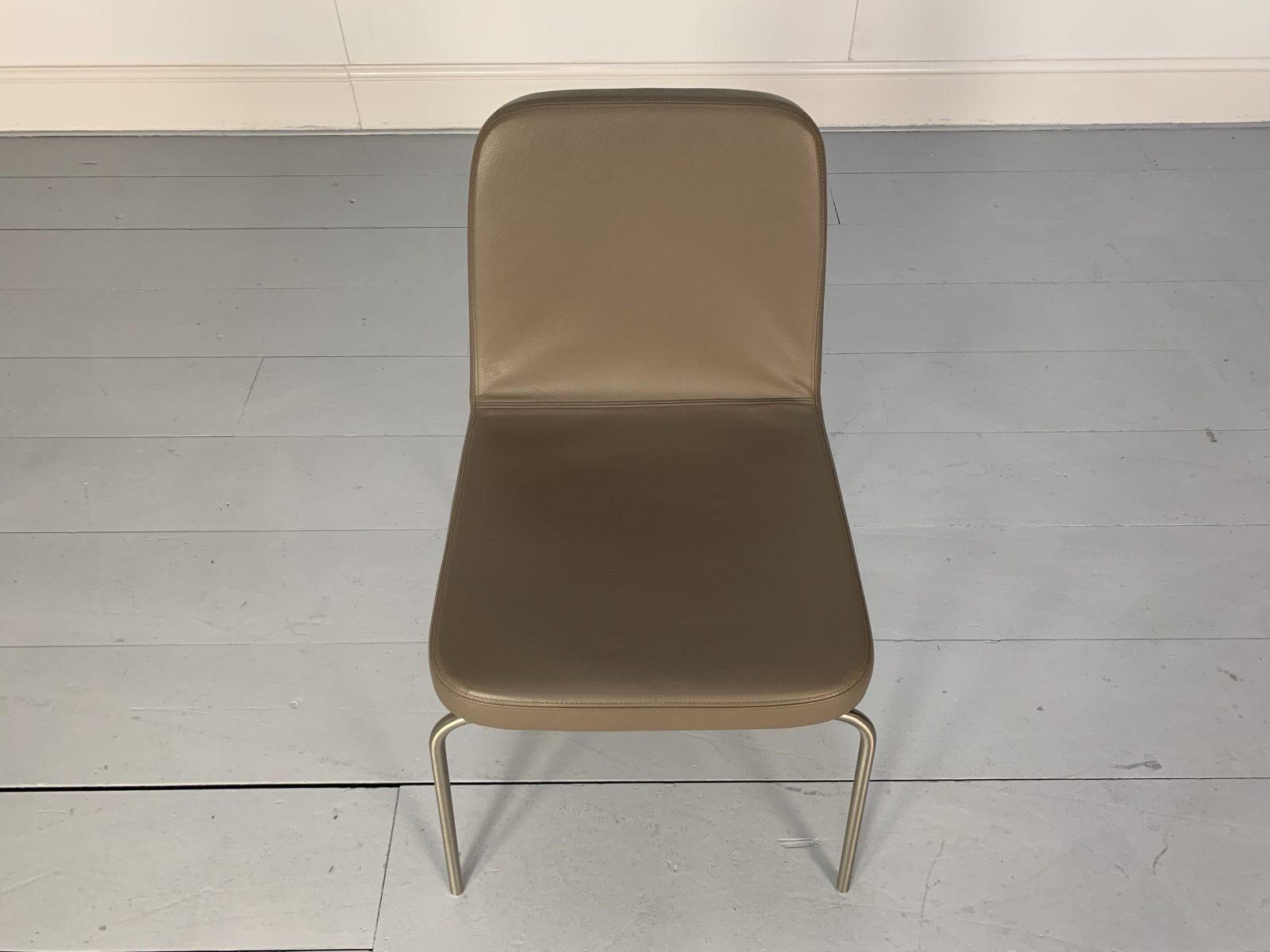 10 Minotti “Arp 1” Dining Chairs, in Taupe Leather For Sale 4