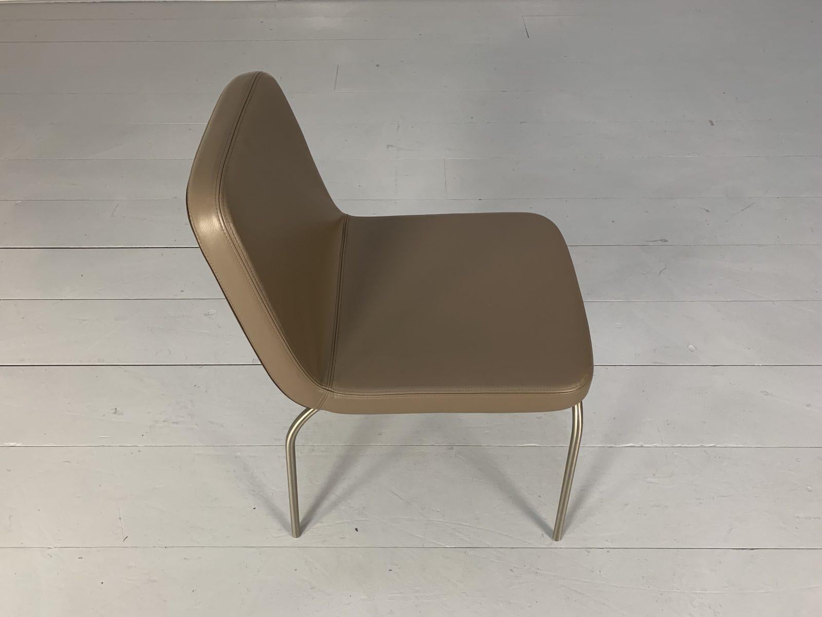 10 Minotti “Arp 1” Dining Chairs, in Taupe Leather For Sale 5
