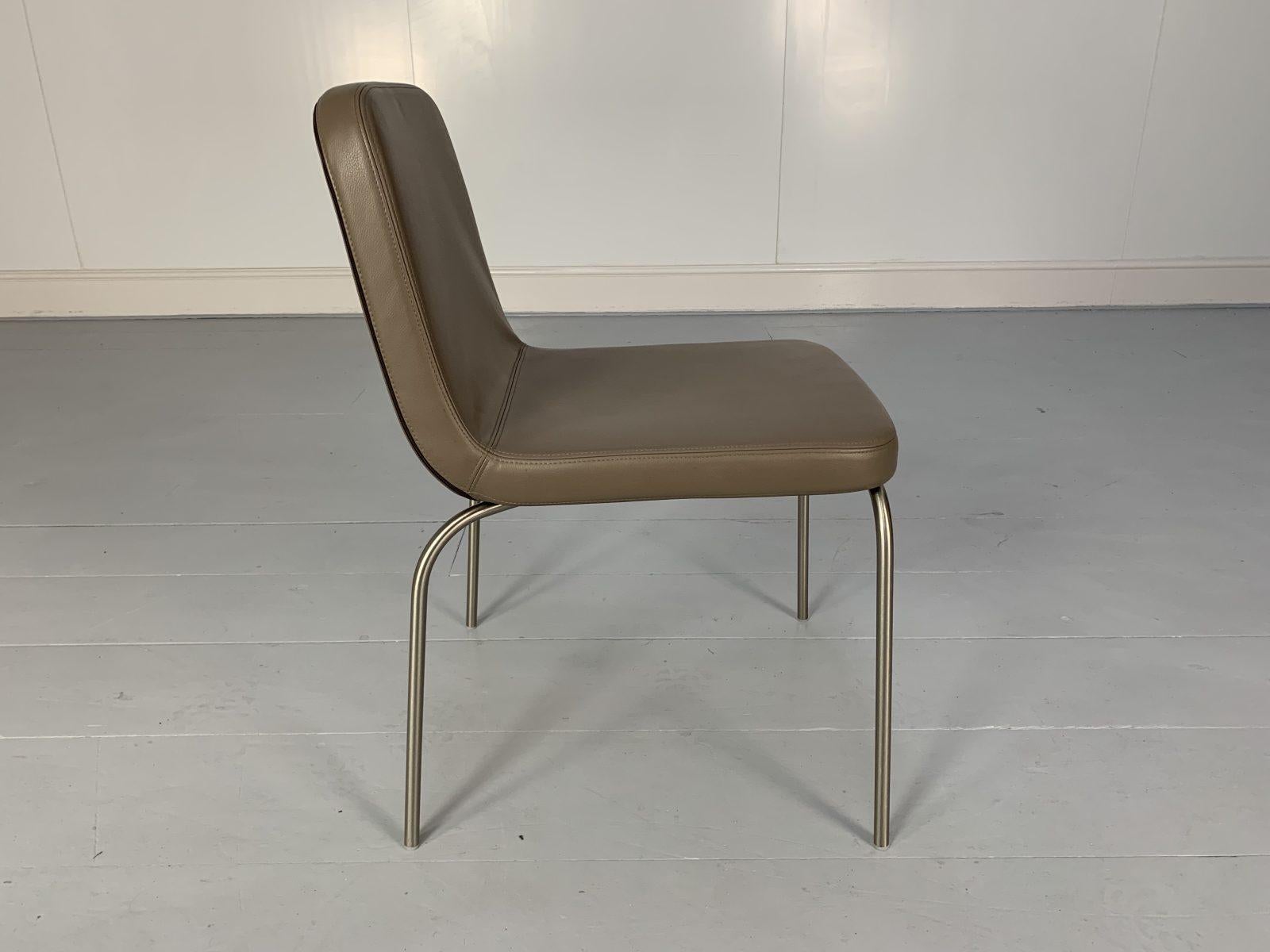 10 Minotti “Arp 1” Dining Chairs, in Taupe Leather For Sale 1