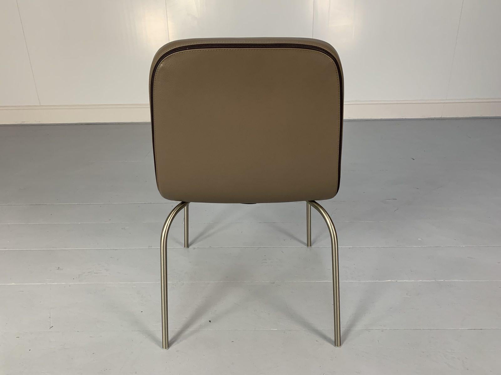 10 Minotti “Arp 1” Dining Chairs, in Taupe Leather For Sale 2