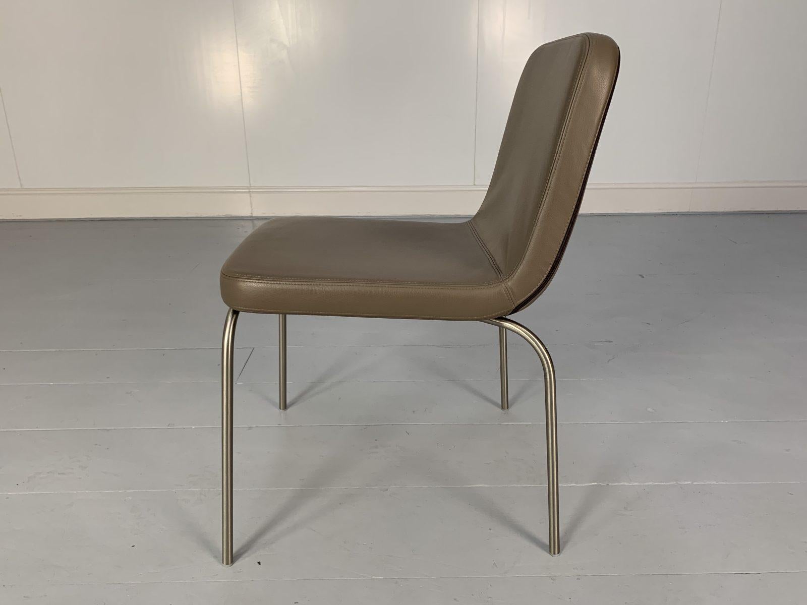 10 Minotti “Arp 1” Dining Chairs, in Taupe Leather For Sale 3