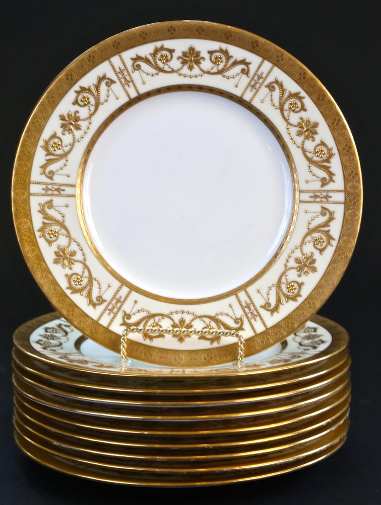 10 Minton AdamStyle Gold Encrusted Plates For Sale at 1stDibs