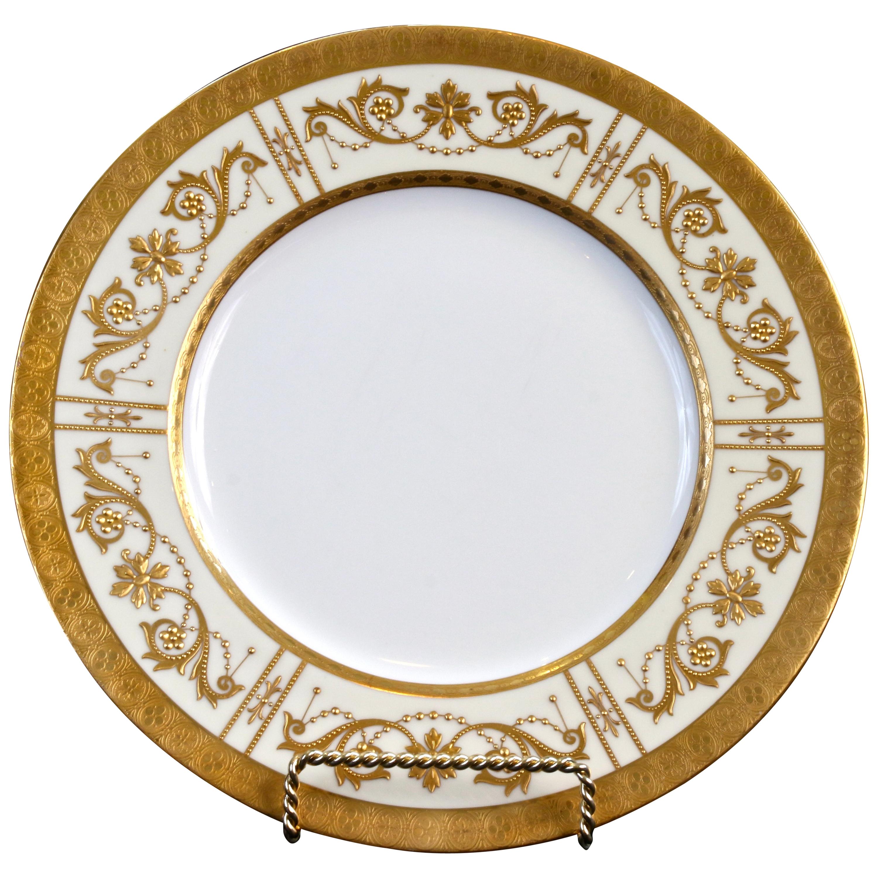10 Minton Adam-Style Gold Encrusted Plates For Sale