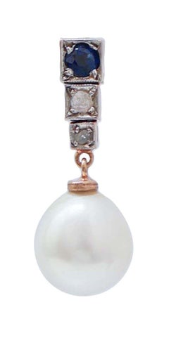 10 Mm Pearls, Sapphires, Diamonds, Rose Gold and Silver Tennis Earrings