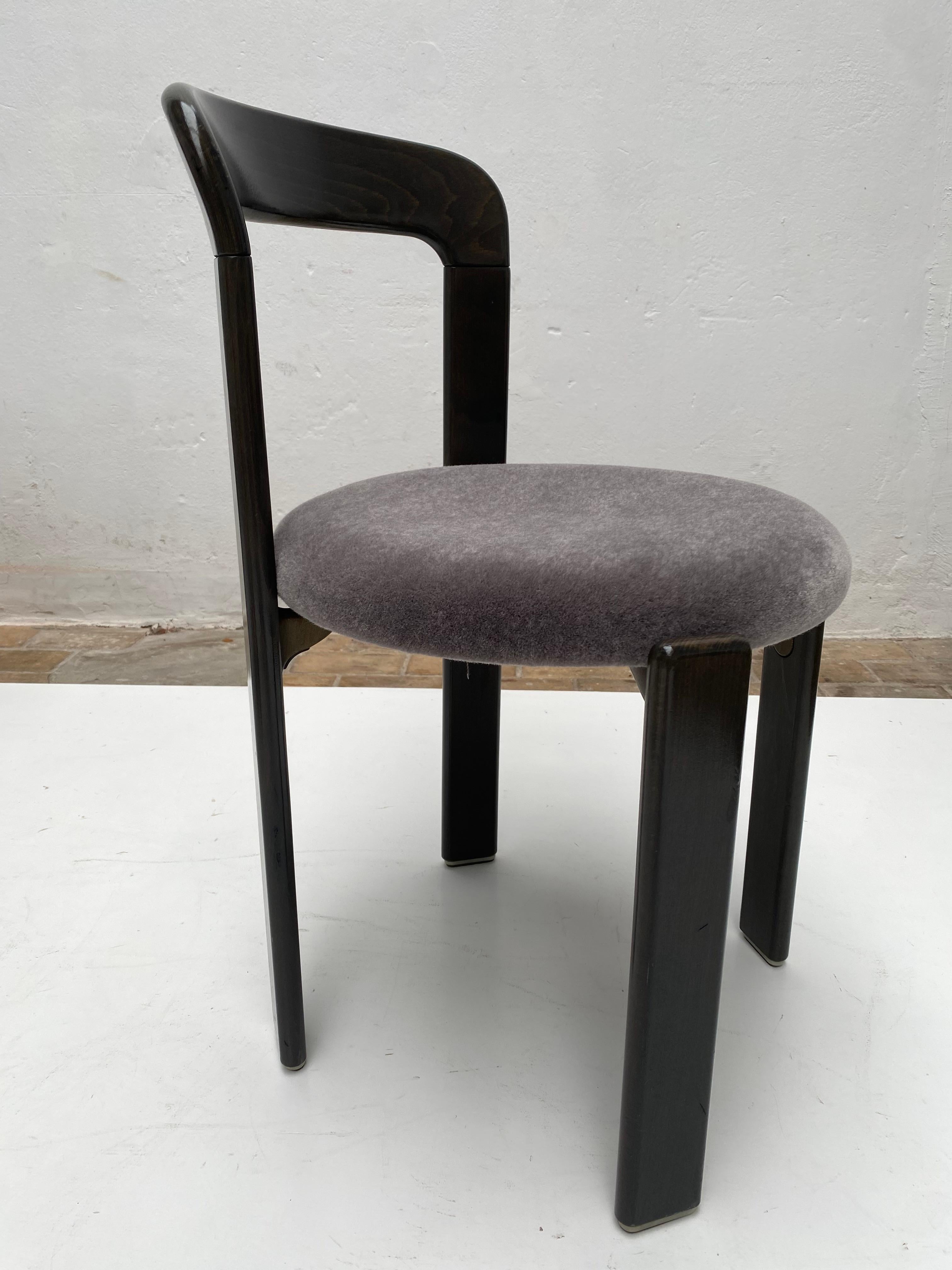 10 New Mohair Fabric  Bruno Rey Model 3300 Dining Chairs Kusch&Co Germany 1970's For Sale 6