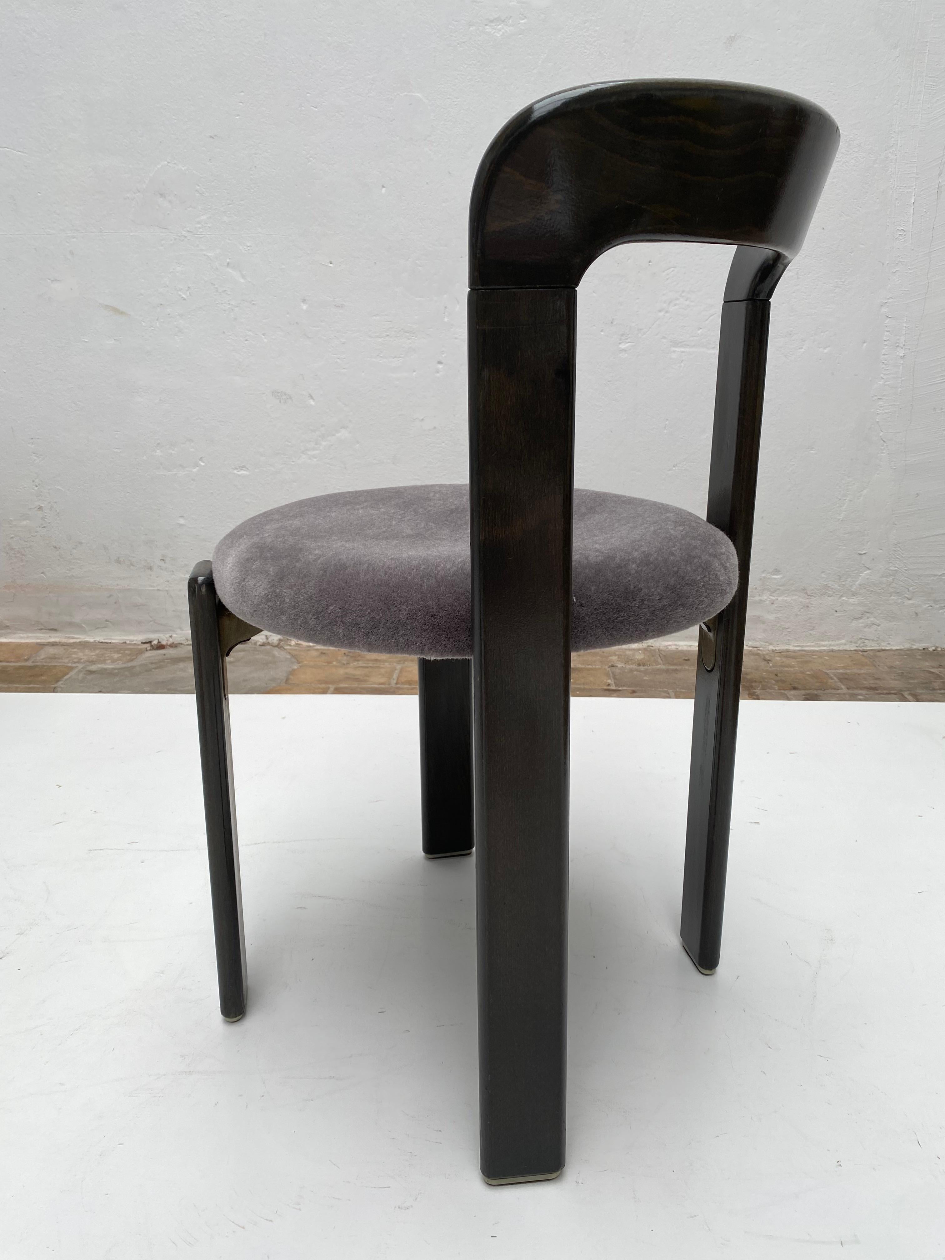 10 New Mohair Fabric  Bruno Rey Model 3300 Dining Chairs Kusch&Co Germany 1970's For Sale 8
