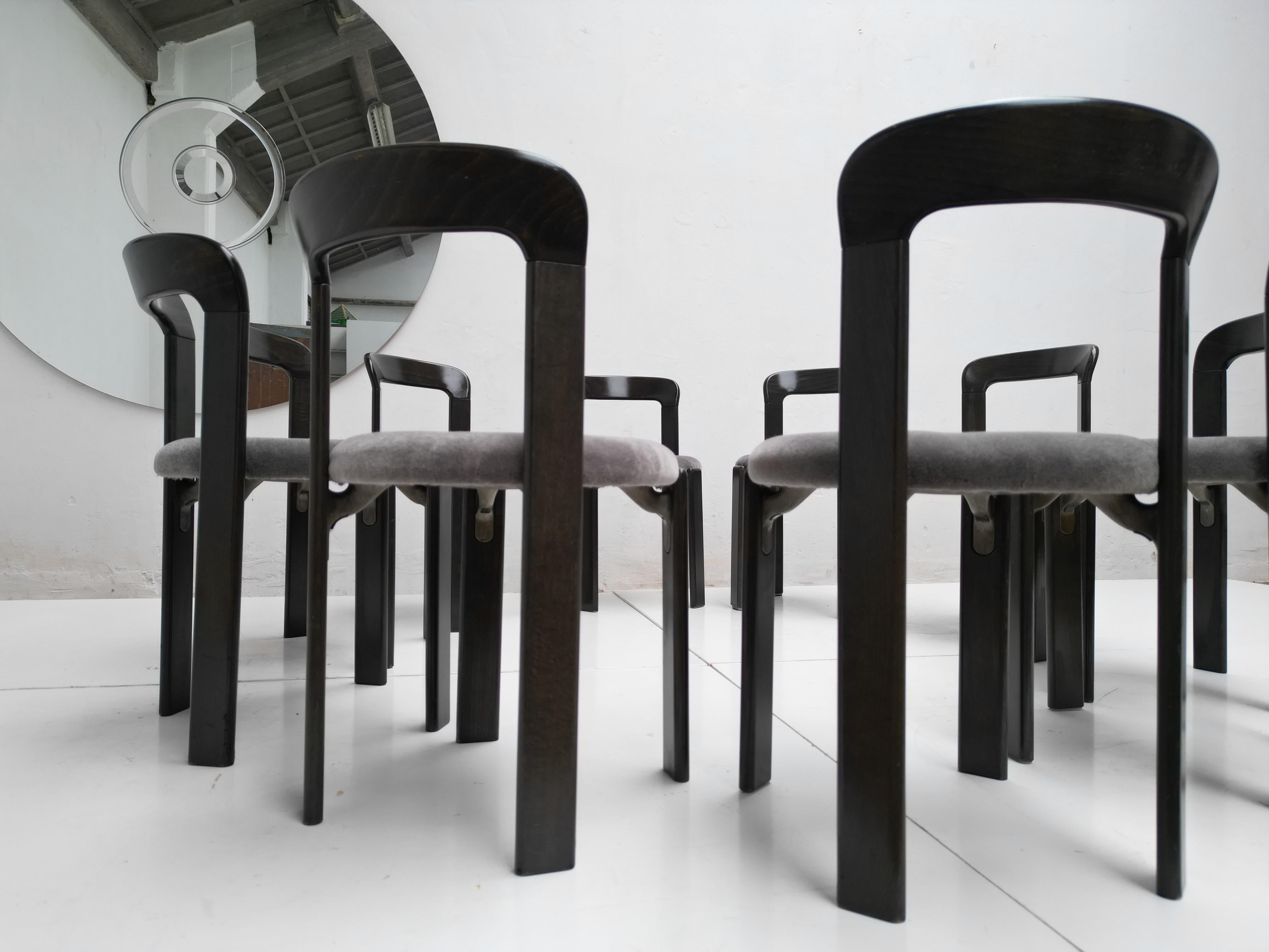 10 New Mohair Fabric  Bruno Rey Model 3300 Dining Chairs Kusch&Co Germany 1970's For Sale 10