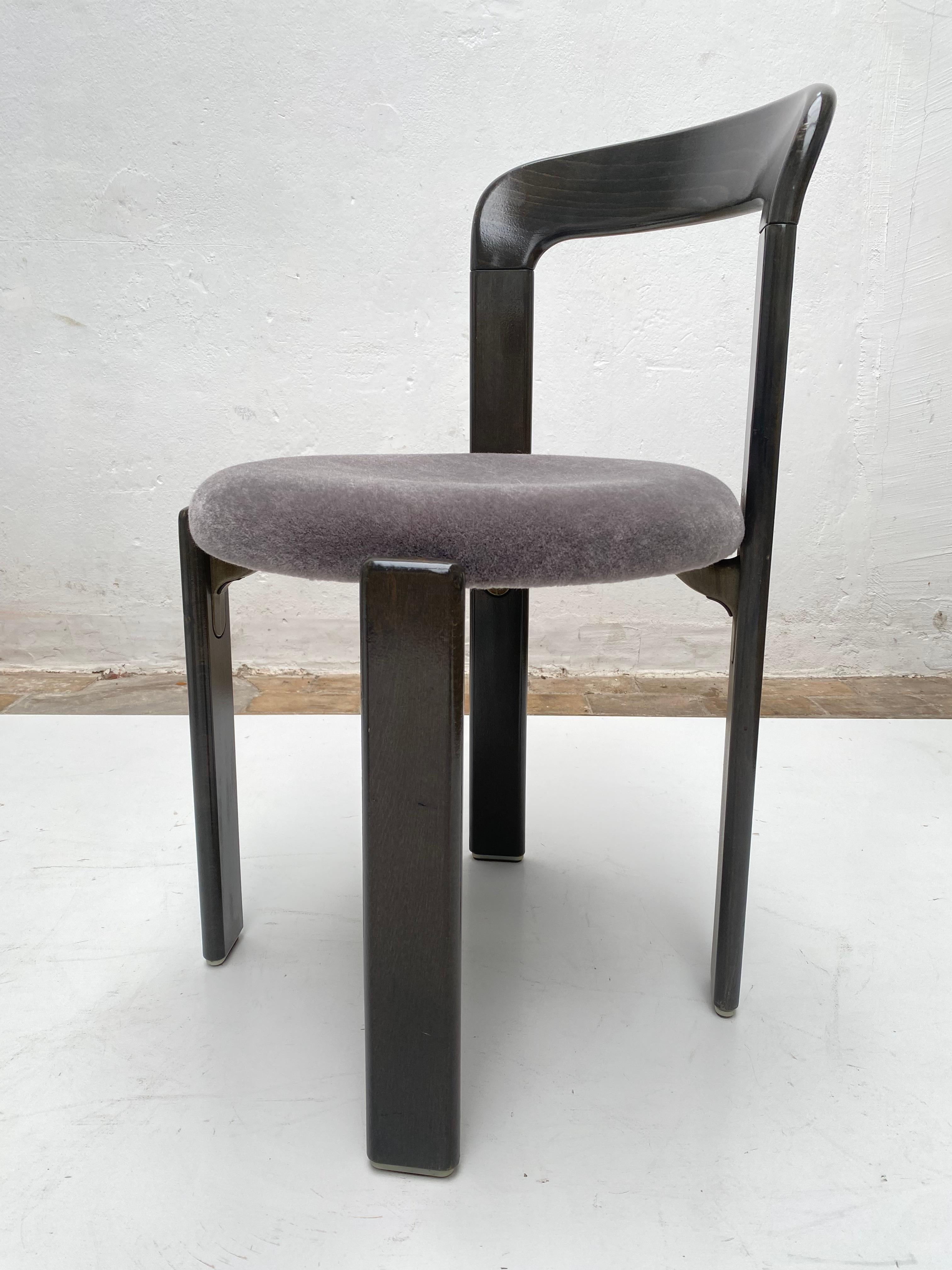 Set of 10 Swiss Design Bruno Rey 'Model 3300' Chairs produced by Kusch & Co Germany in the 1970's

Dark Grey Stained Beech Wood + Matching Dark Grey Mohair

The chairs have New Top Quality Long Pile Mohair Upholstery and interior foam done in our
