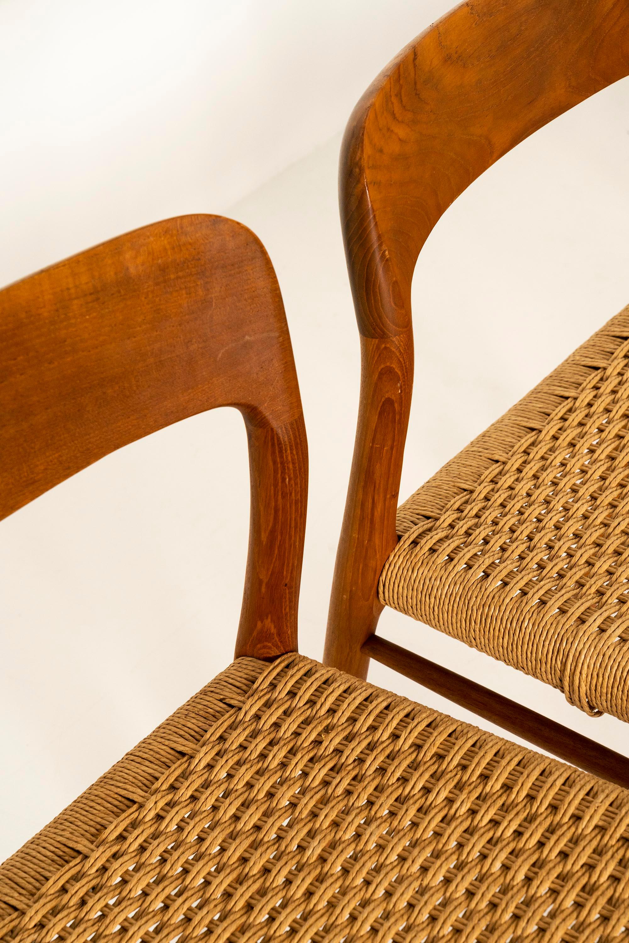 10 Niels Otto Møller 'Model 75' Chairs in Teak and Danish Paper Cord, 1960s For Sale 5