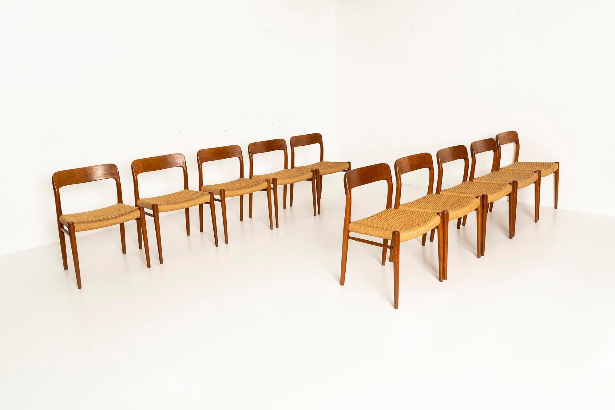 Model 75 is one of Niels Otto Møller's first dining room chairs in the 