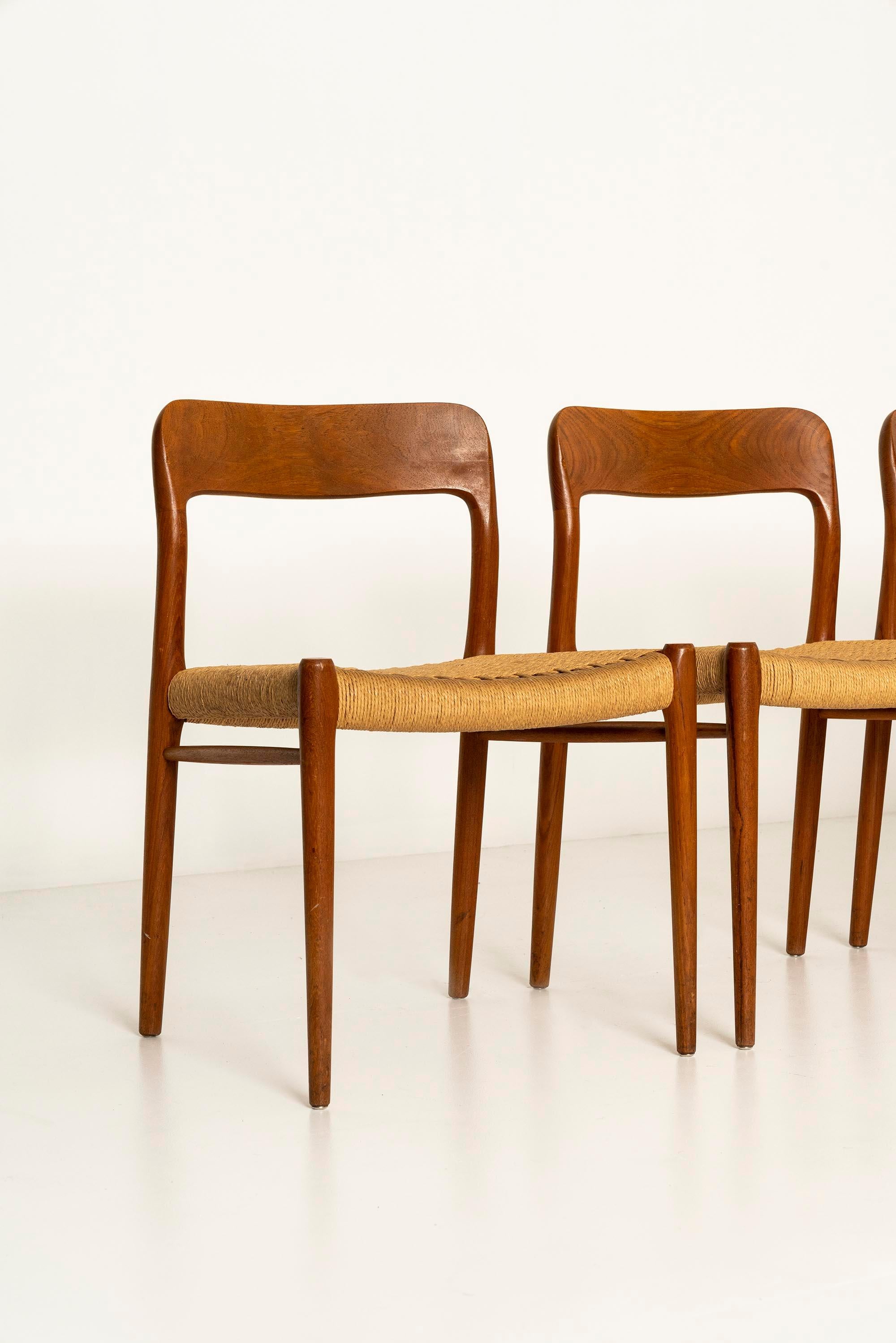 10 Niels Otto Møller 'Model 75' Chairs in Teak and Danish Paper Cord, 1960s For Sale 1