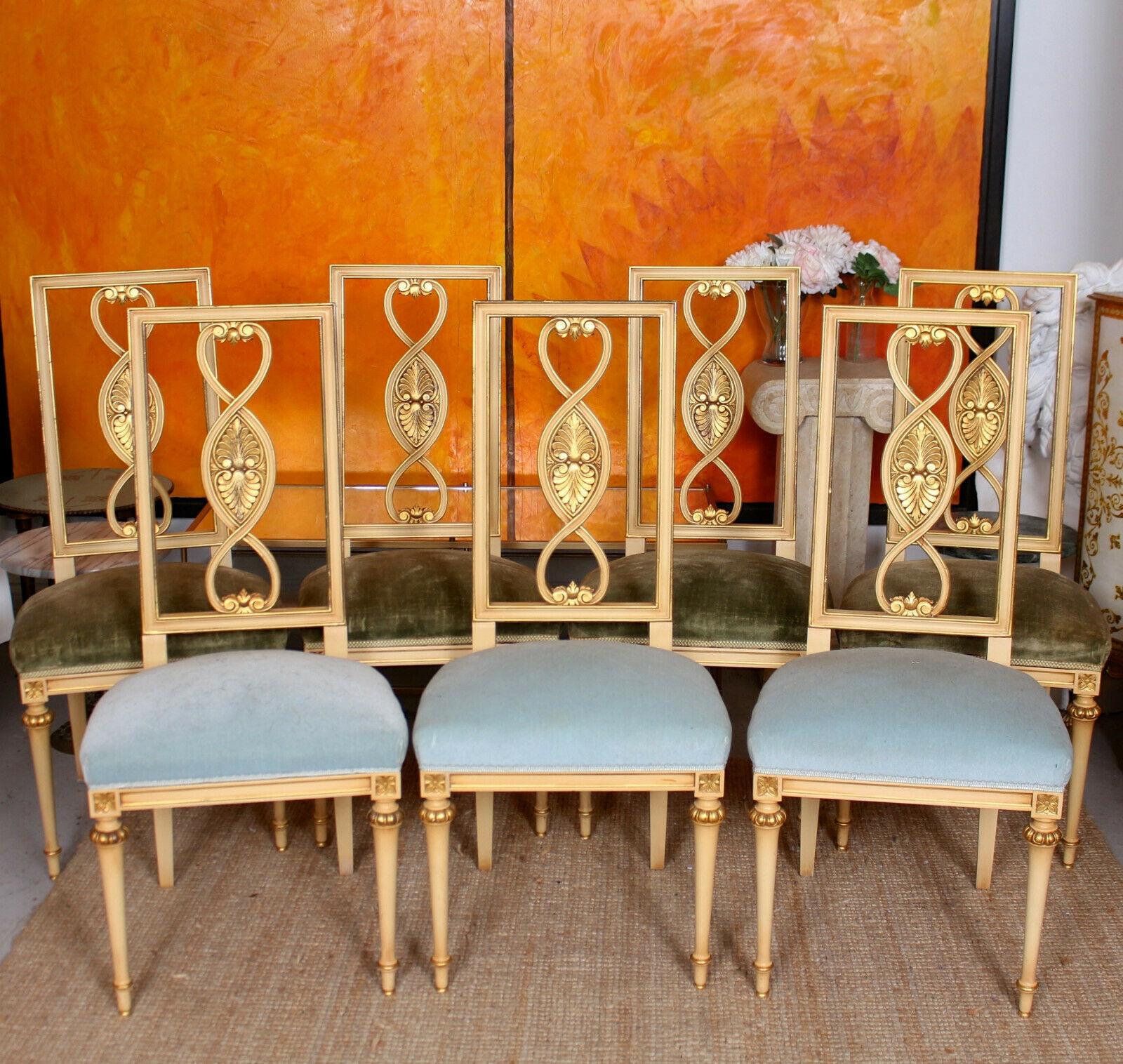 10 Painted Italian Dining Chairs Maple & Co In Good Condition For Sale In Newcastle upon Tyne, GB