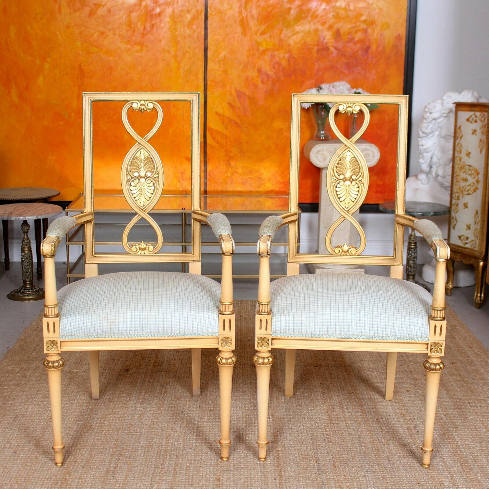 10 Painted Italian Dining Chairs Maple & Co For Sale 1