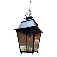 10 Parisian Hanging Lanterns in Blackened Metal, circa 1950