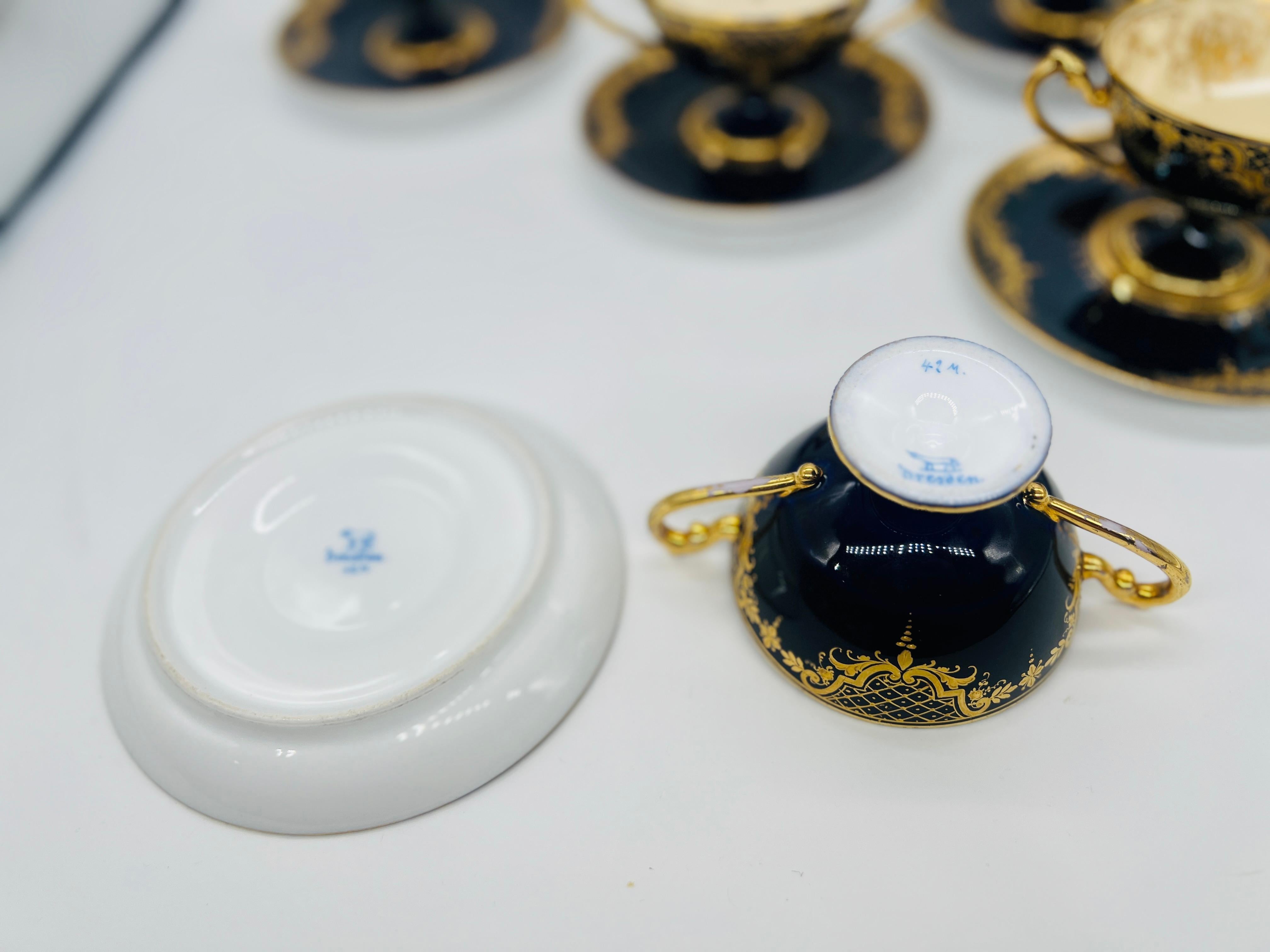 Service à thé en porcelaine de Dresde A.I.C. C. 1910, 10 pièces en vente 3