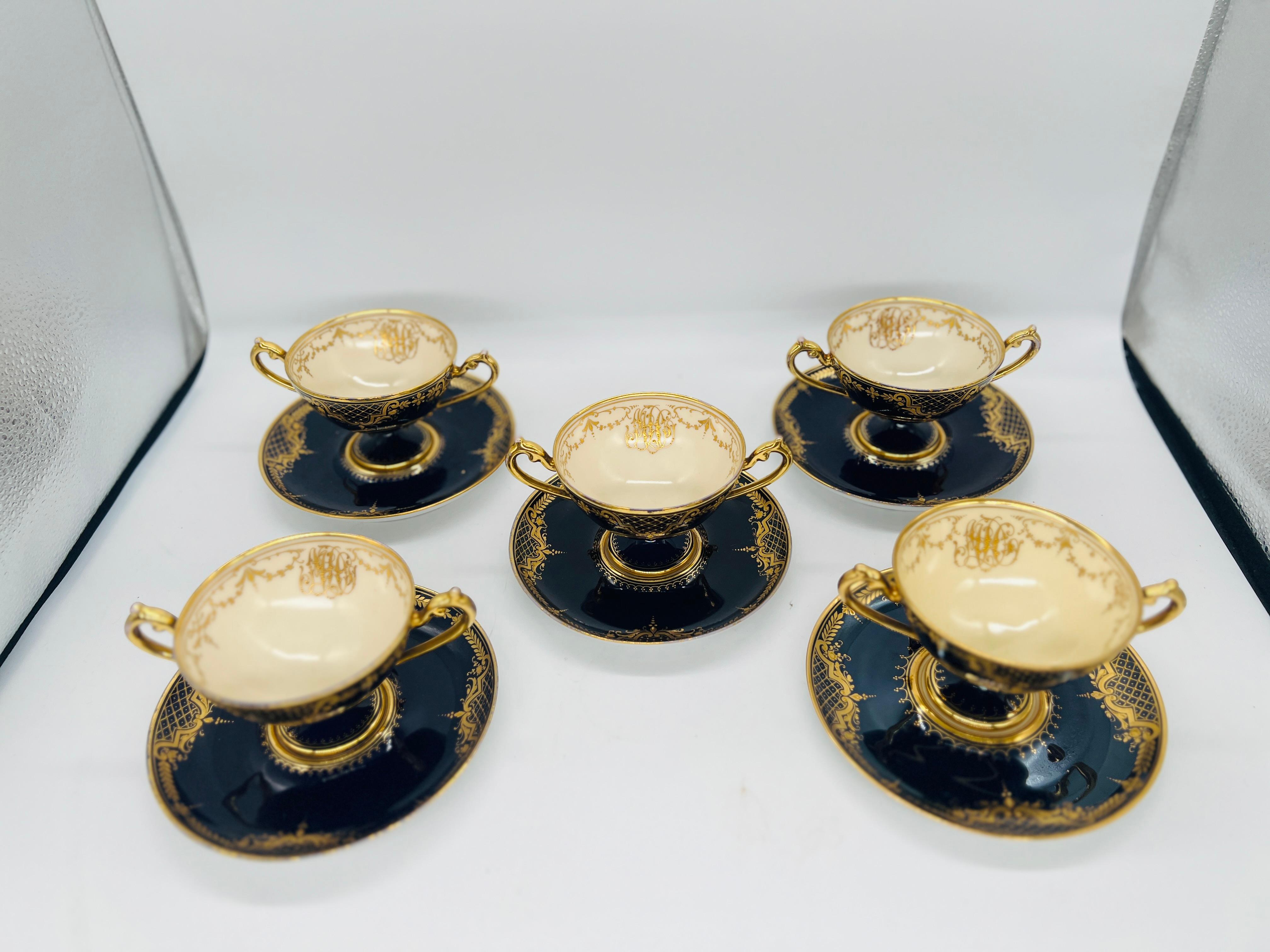 Allemand Service à thé en porcelaine de Dresde A.I.C. C. 1910, 10 pièces en vente