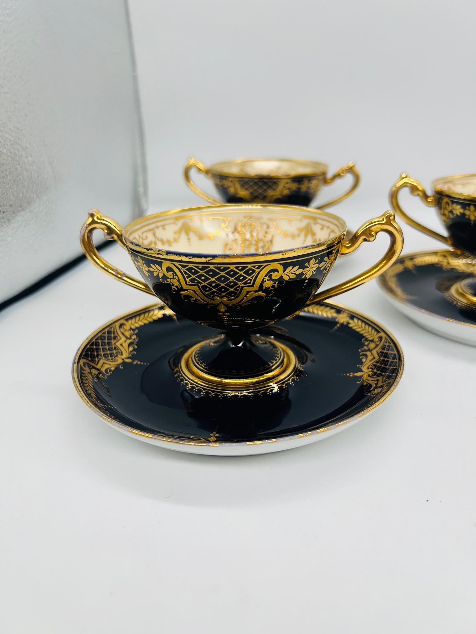 20ième siècle Service à thé en porcelaine de Dresde A.I.C. C. 1910, 10 pièces en vente