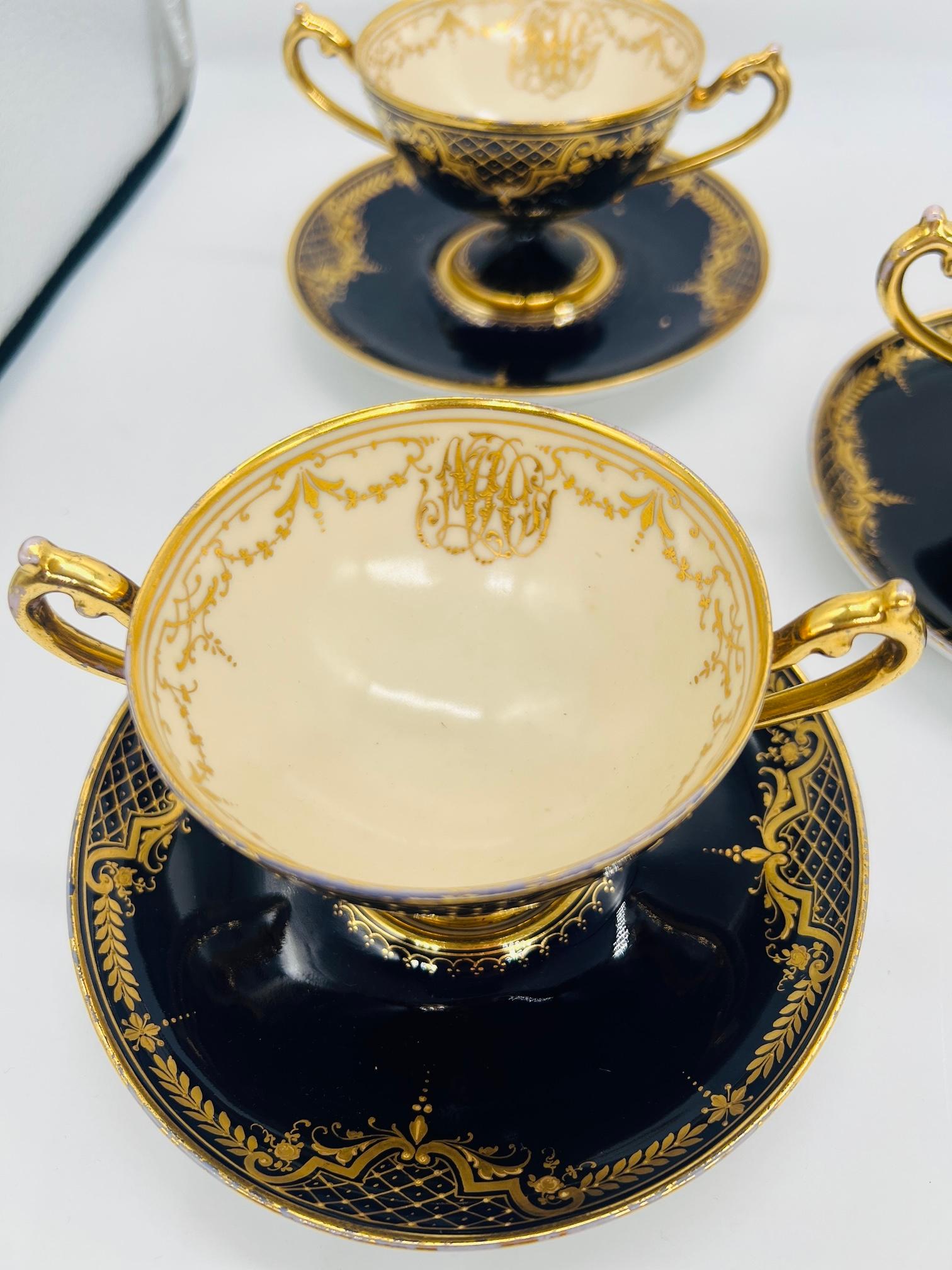 Porcelaine Service à thé en porcelaine de Dresde A.I.C. C. 1910, 10 pièces en vente