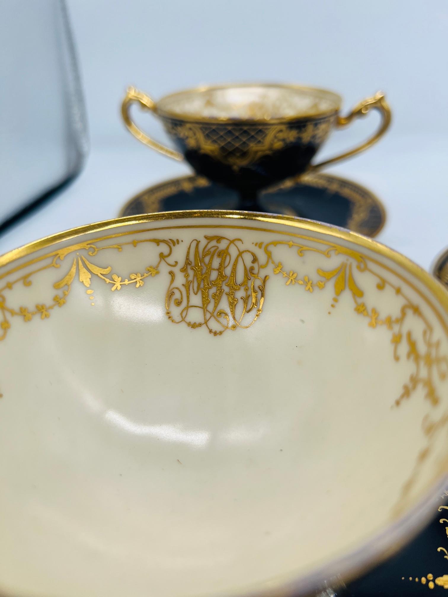 Service à thé en porcelaine de Dresde A.I.C. C. 1910, 10 pièces en vente 1