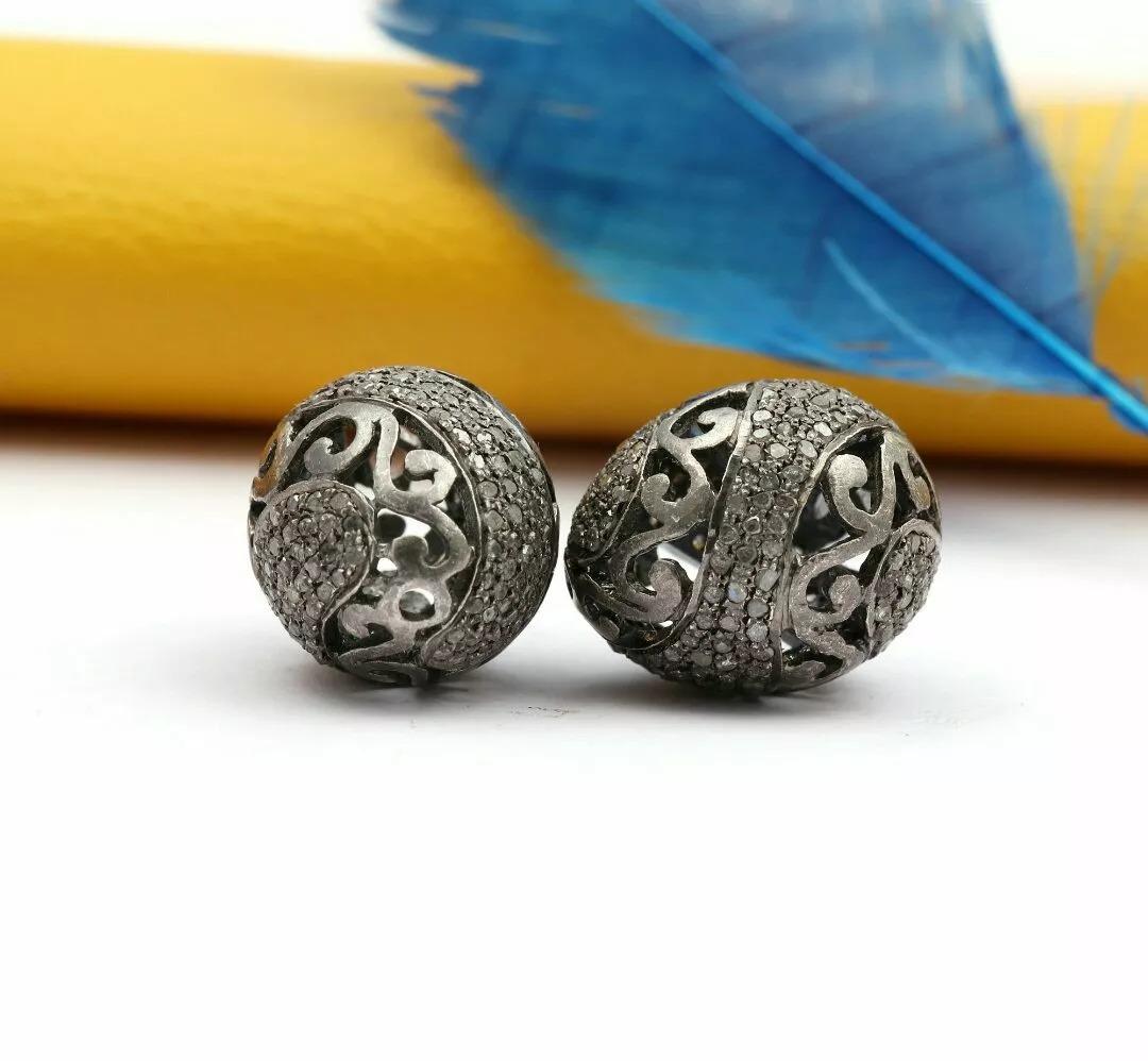 Collier de 10 pièces de perles filigranes serties de diamants pavés 925 Neuf - En vente à Chicago, IL