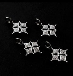 10 Pc Set  Pave Diamond Clover Pendant Lucky Pendant 925 Silver Christmas Gifts.