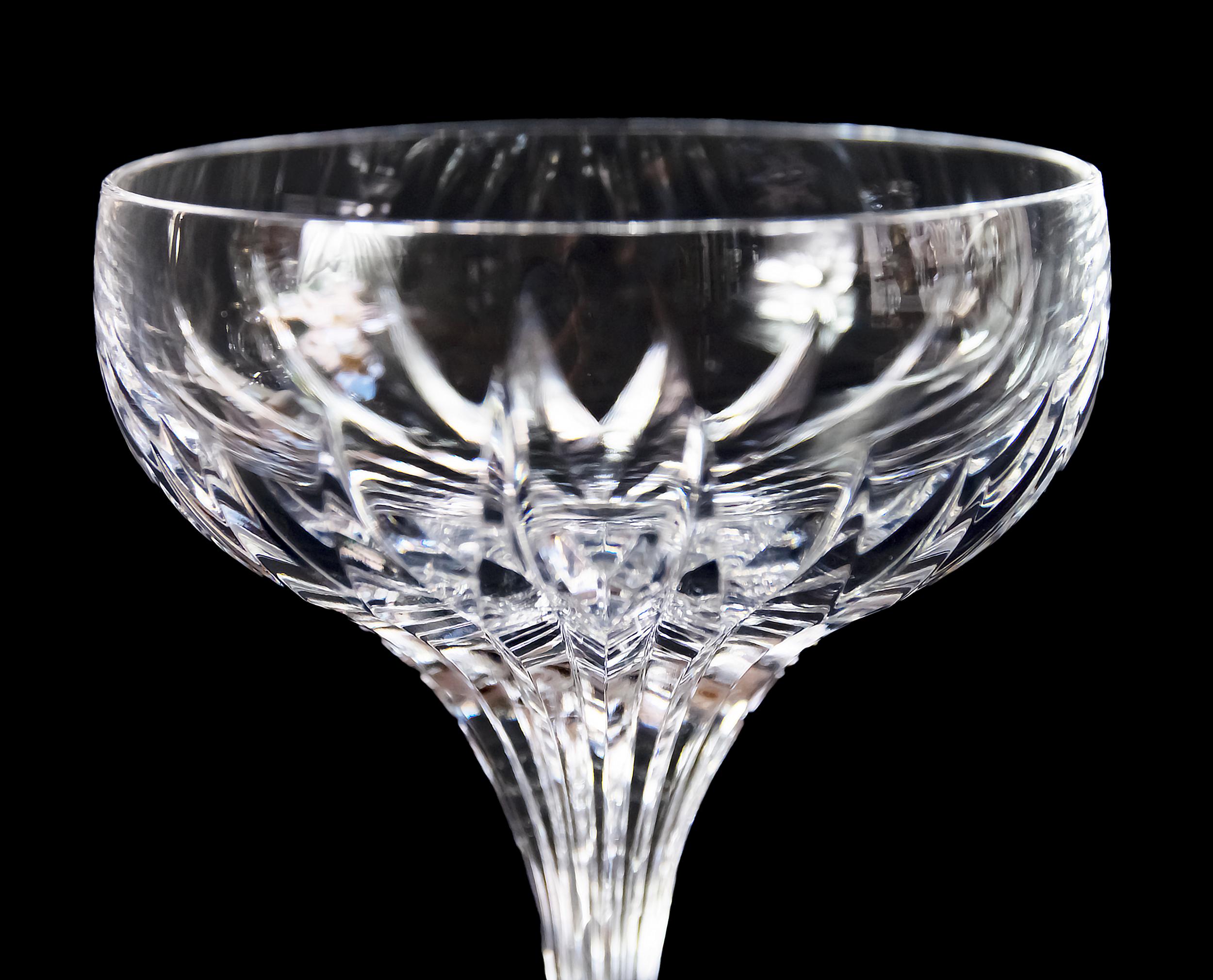 Contemporary 10 Pcs. Set of Baccarat Crystal Champagne Coupes Massena