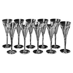 10 Pcs. Set of Baccarat Duchesse de Dino Crystal Champagne Flutes
