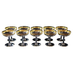 10 Pcs. Set of Saint Louis Roty Collection Gilt Crystal Champagne Coupes