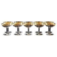 10 pezzi. Set di coppe da champagne in cristallo dorato della collezione Saint Louis Roty