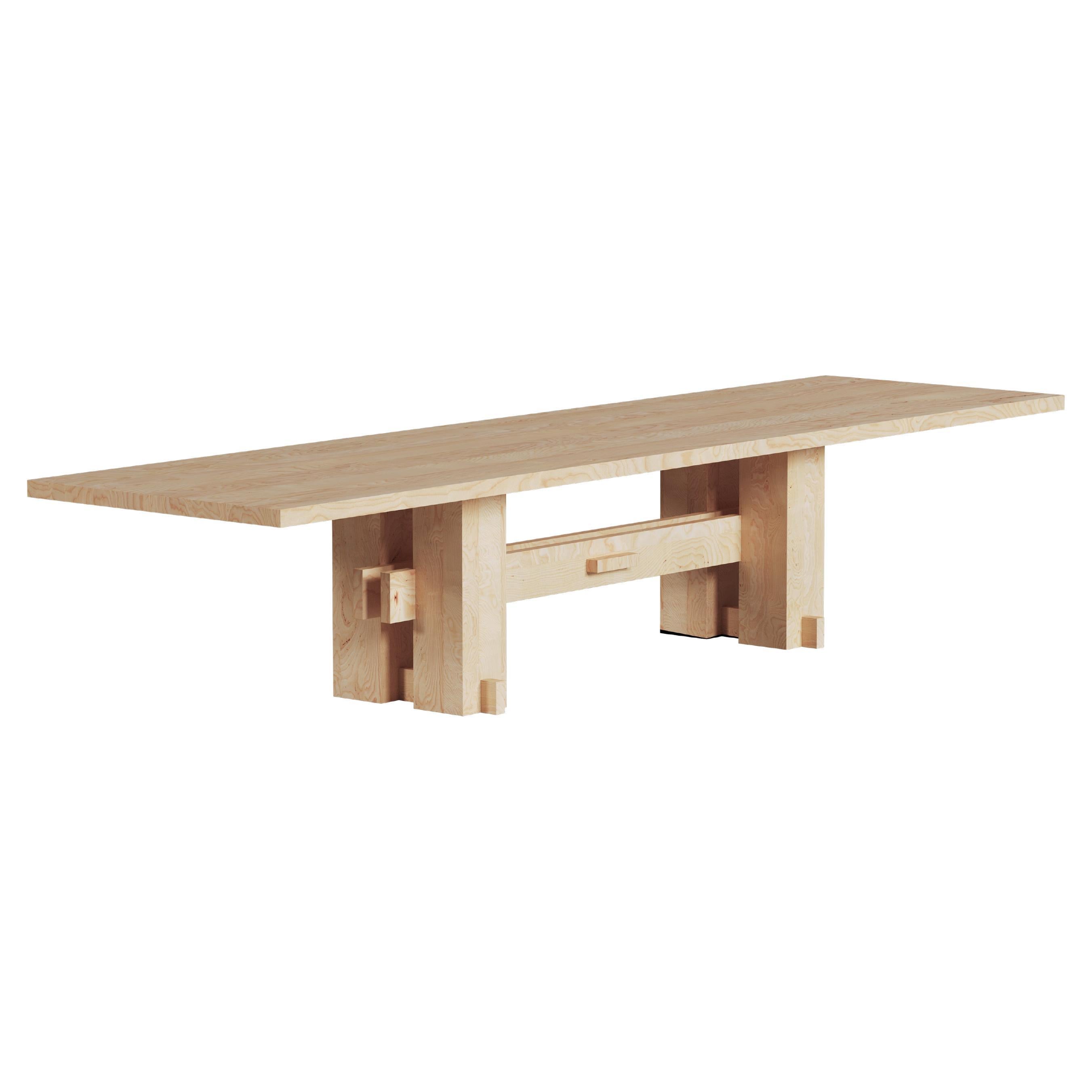 10+ Person Outdoor Teak Dining Table In Brutalist Style  For Sale
