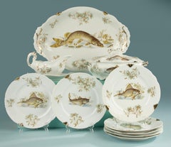 10-Piece Antique Fish Service - Gebr. Haidinger Austria - circa 1900 - Porcelain