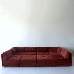 10-piece brick red 1970s playpen modular sectional sofa