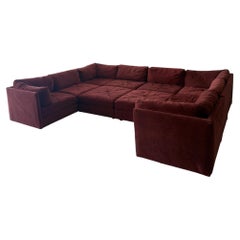 10-piece brick red 1970s playpen modular sectional sofa
