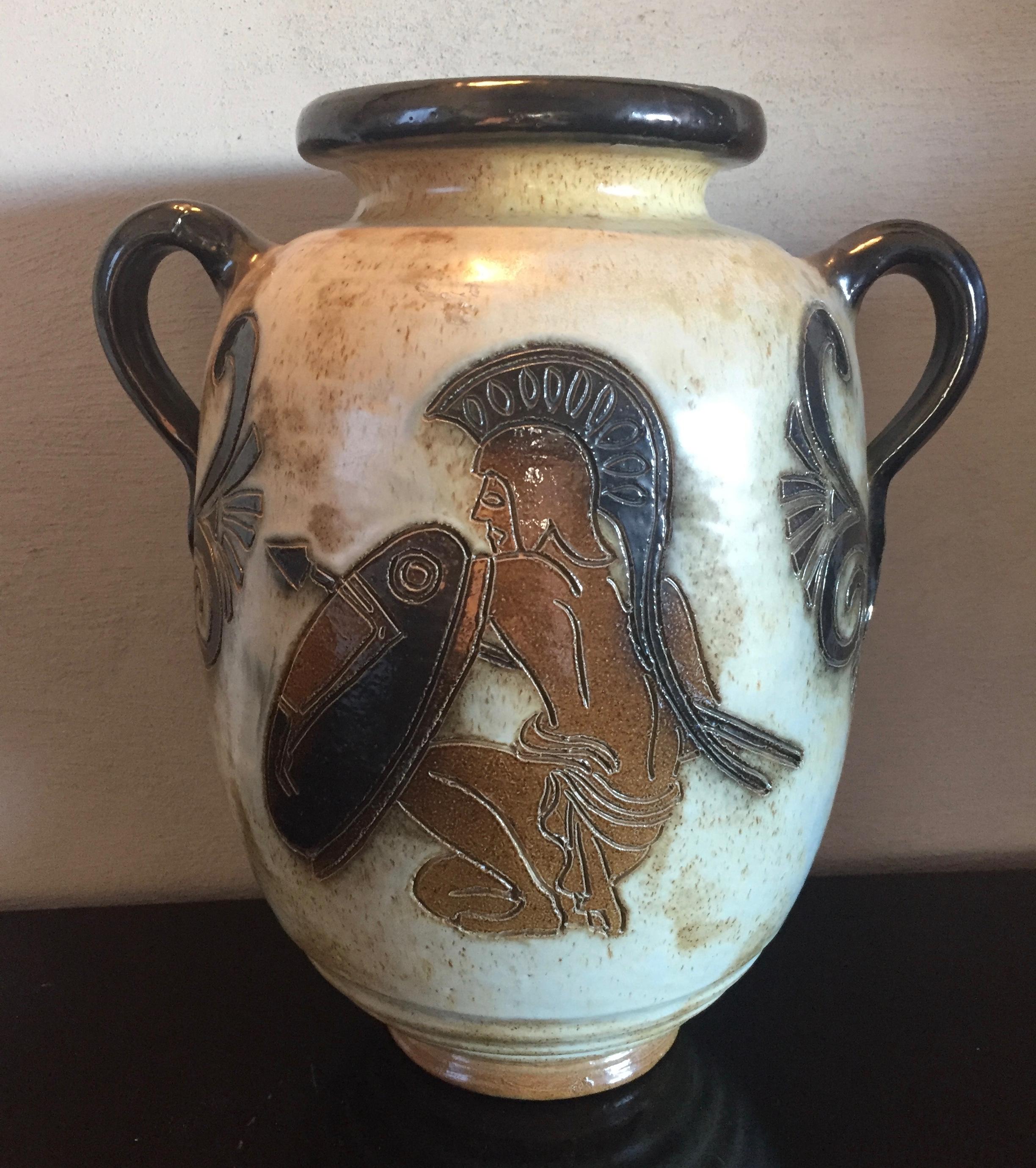 10-Piece Collection Guerin Bouffioulx Belgian Pottery Greek and Egyptian Designs In Good Condition For Sale In Antwerp, BE