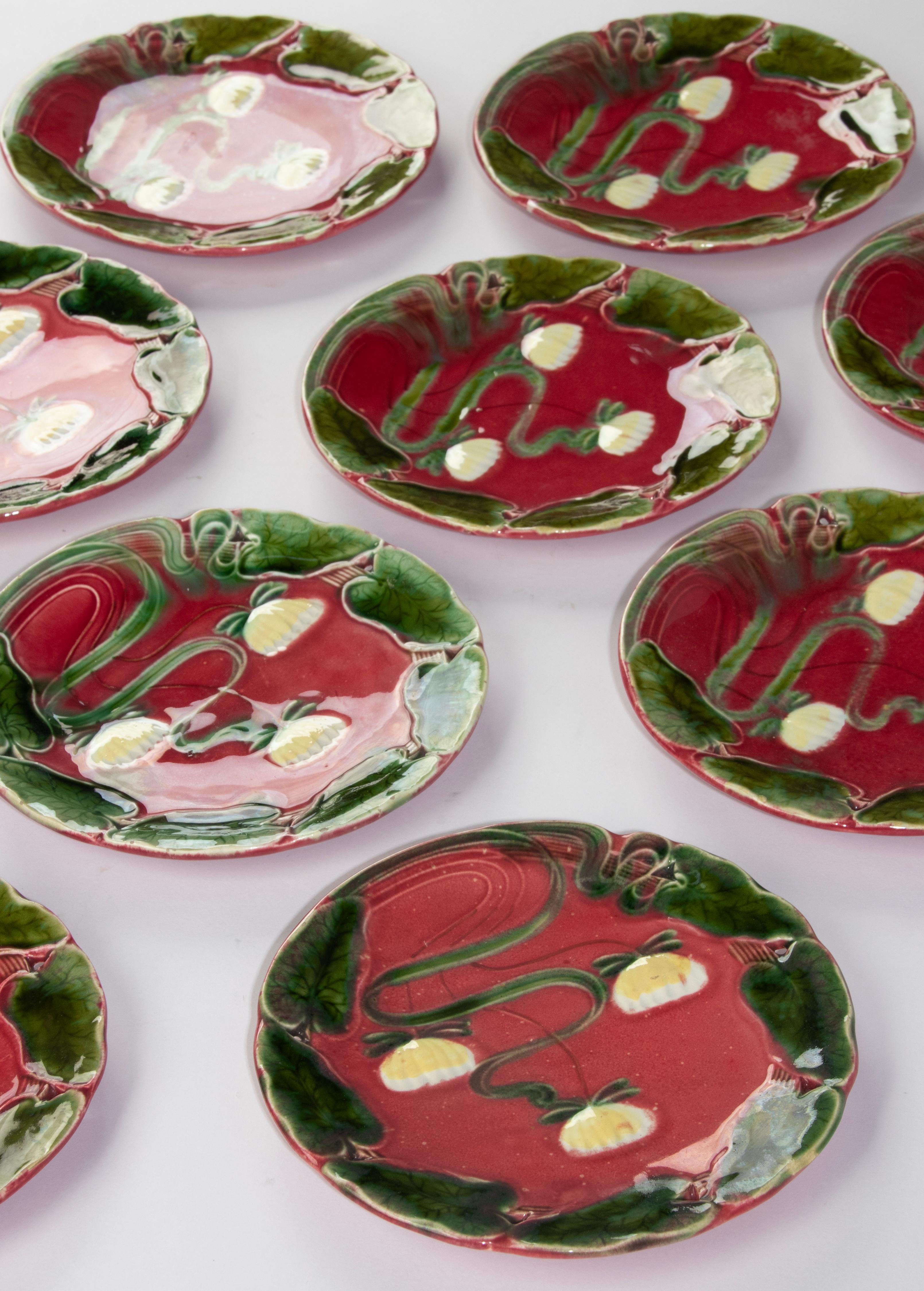10-Piece Set Majolica Art Nouveau Plates - Water Lilly Pattern - Villeroy & Boch For Sale 9