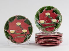 10-Piece Set Majolica Art Nouveau Plates - Water Lilly Pattern - Villeroy & Boch