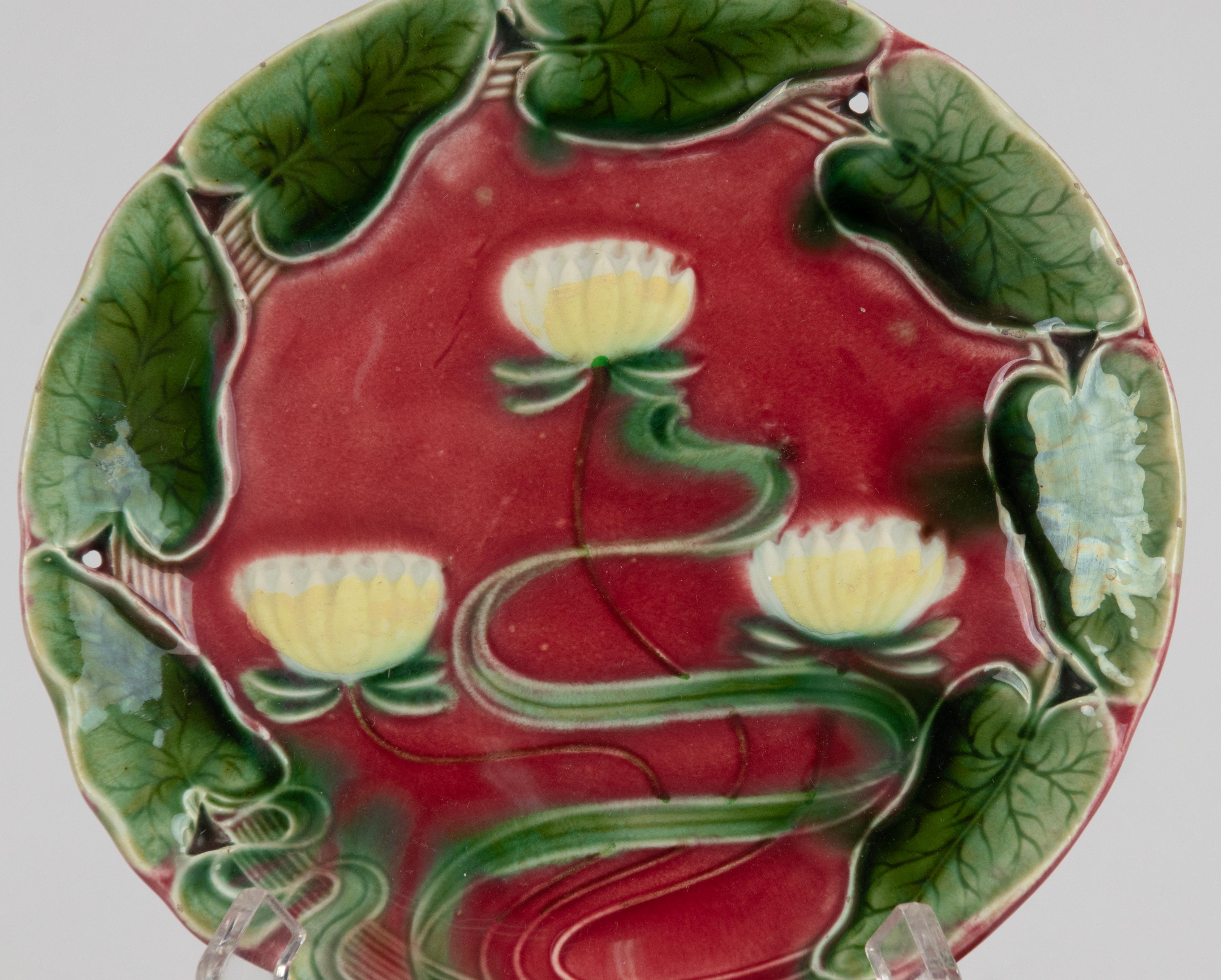 10-Piece Set Majolica Art Nouveau Plates - Water Lilly Pattern - Villeroy & Boch In Good Condition For Sale In Casteren, Noord-Brabant