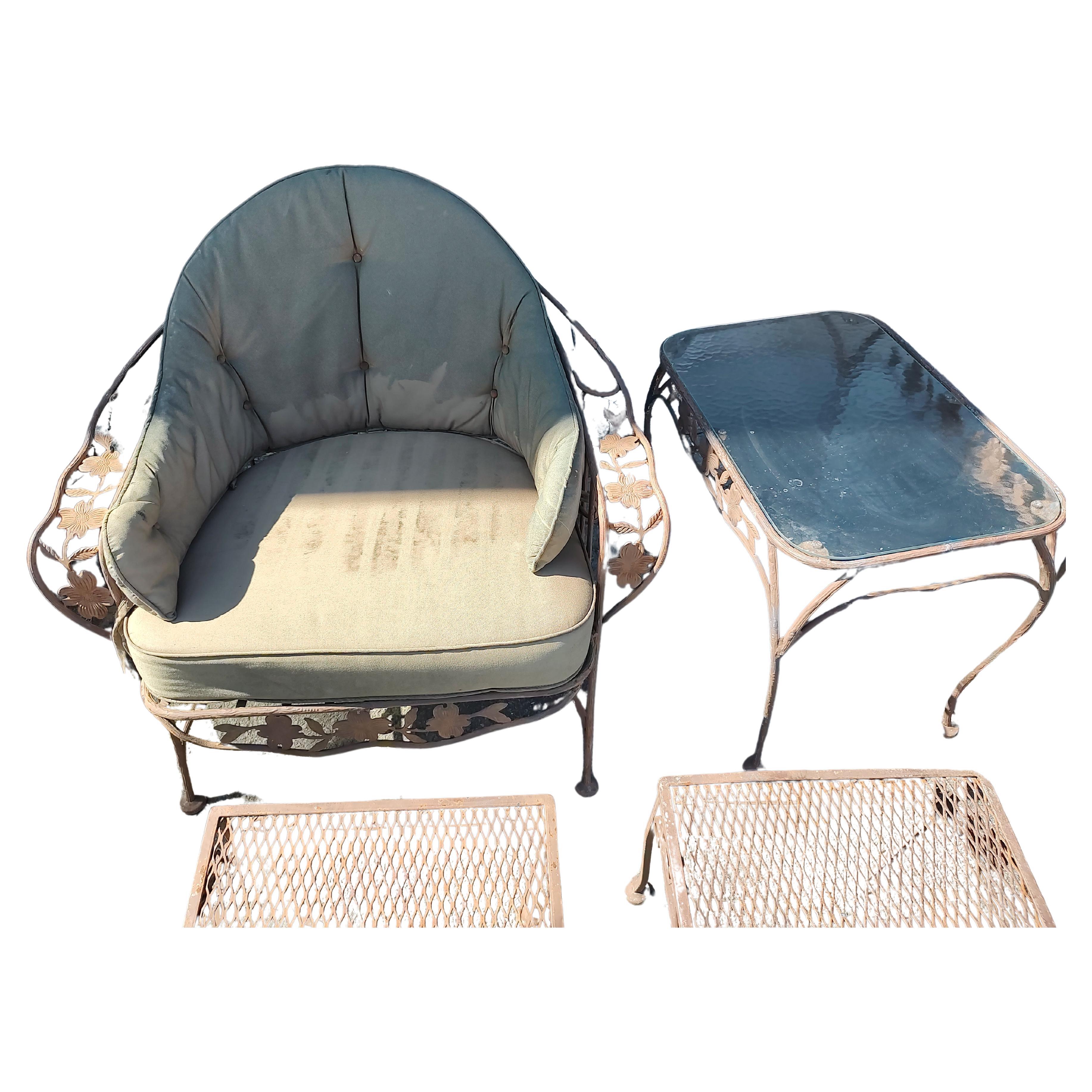 Set di 10 pezzi di Woodard Patio Pool Set Chantilly Rose 4 Sedie Divano 5 Tavoli in vendita 4