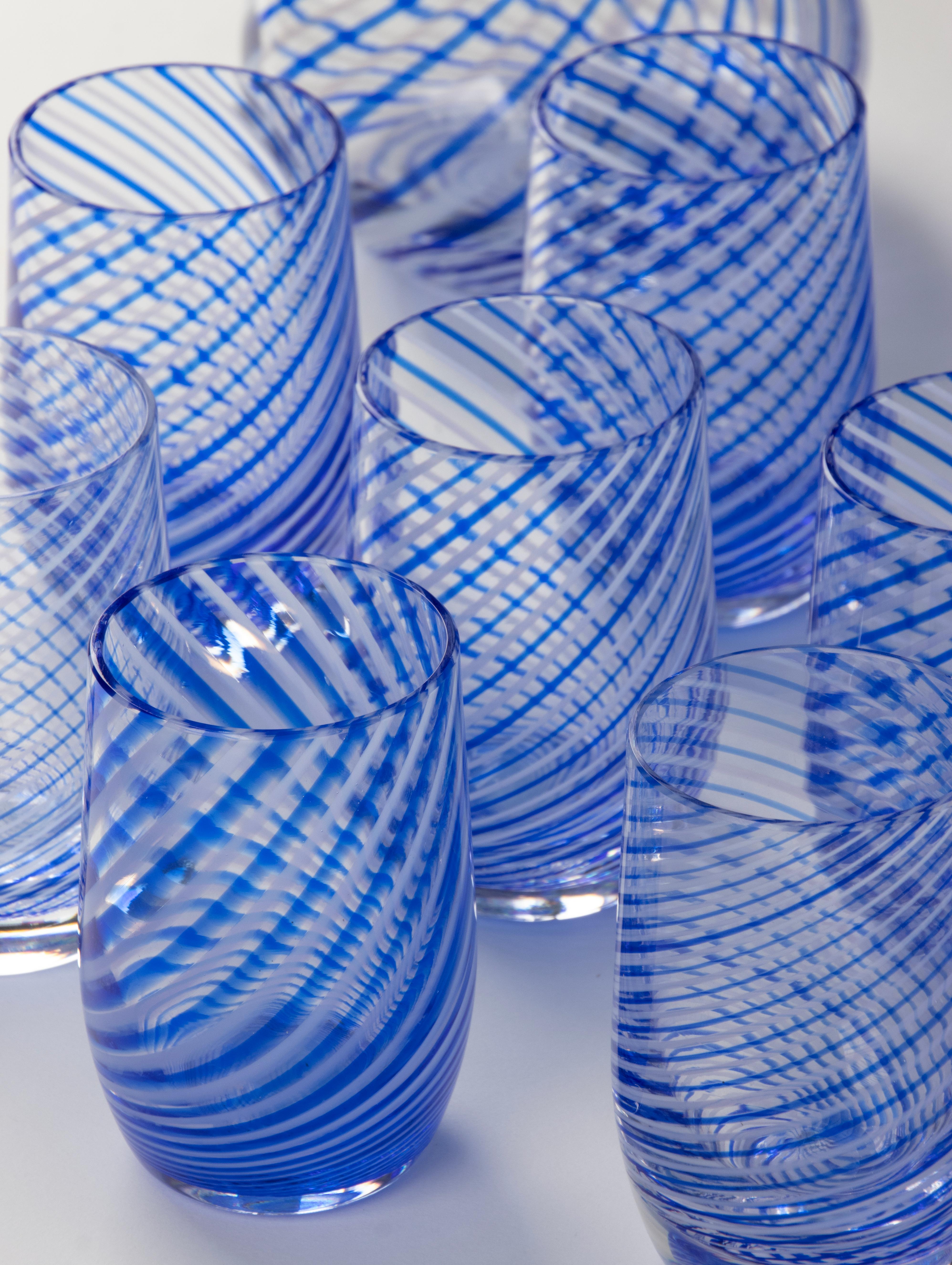 Set de 10 verres à eau avec carafe - Pieces - Mezza Filigrana Bon état - En vente à Casteren, Noord-Brabant