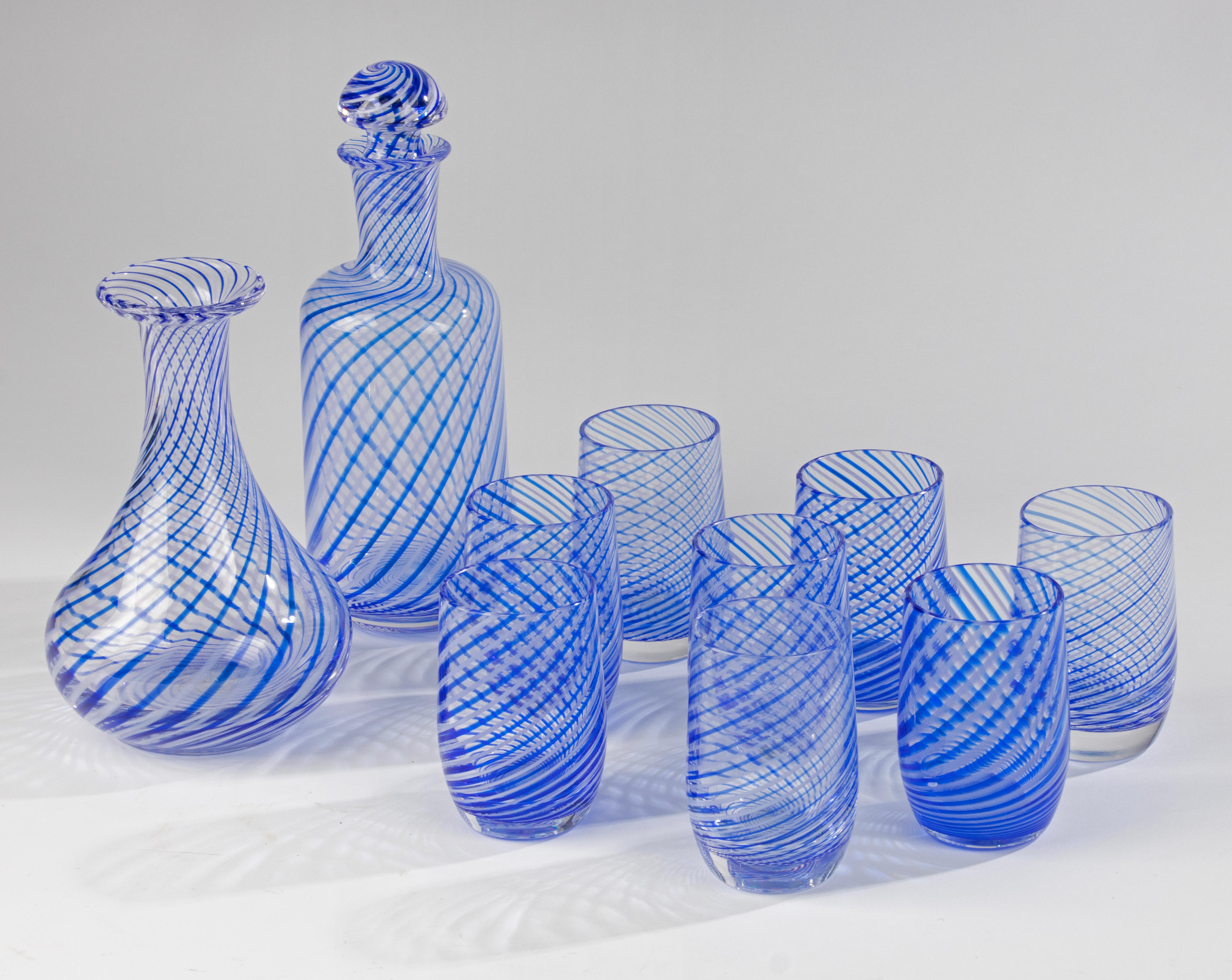 Set de 10 verres à eau avec carafe - Pieces - Mezza Filigrana en vente 1