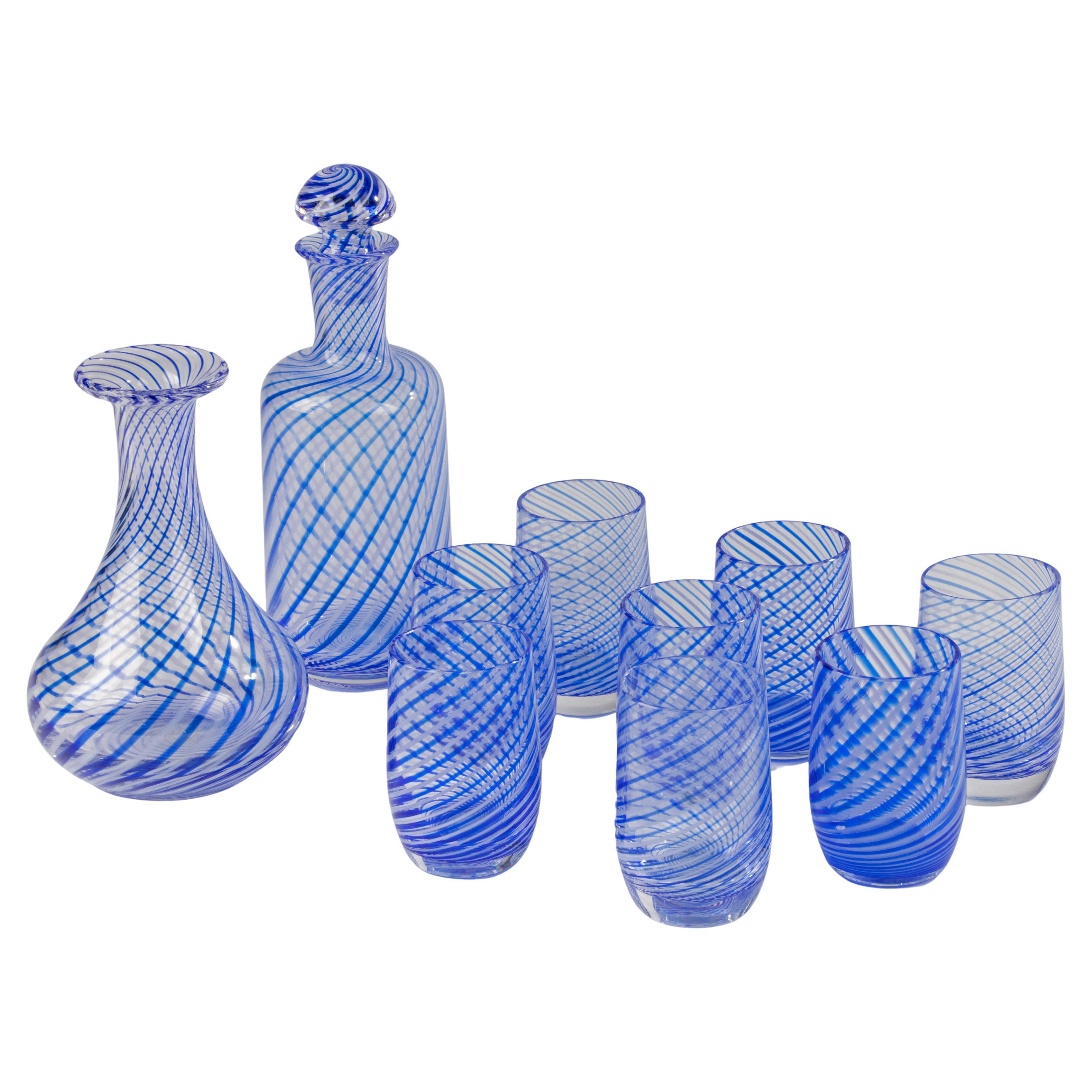 Set de 10 verres à eau avec carafe - Pieces - Mezza Filigrana en vente