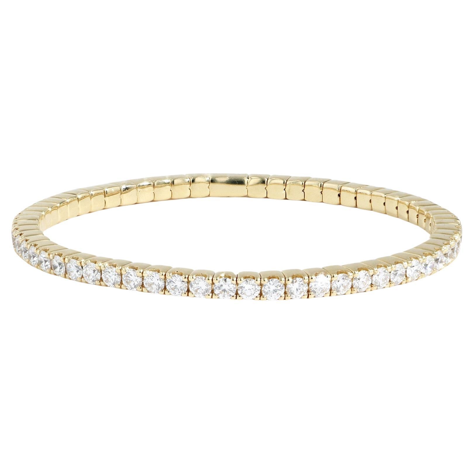 10 pointes chacune 5,5 ct  Bracelet jonc éternité extensible en or 18 carats et diamants, Italie