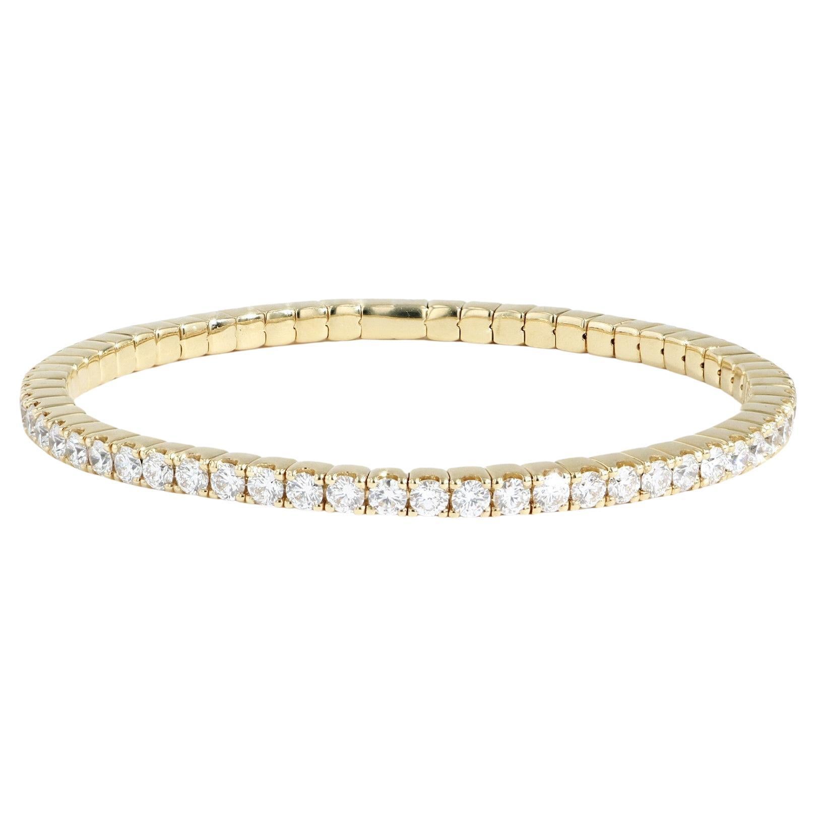 10 Pointer Each 5.5 Ct  Eternity 18 Kt Gold & Diamond Stretchable Bangle, Italy