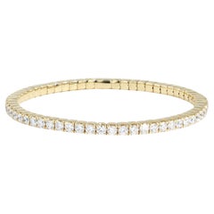 10 Pointer Each 5.5 Ct  Eternity 18 Kt Gold & Diamond Stretchable Bangle, Italy