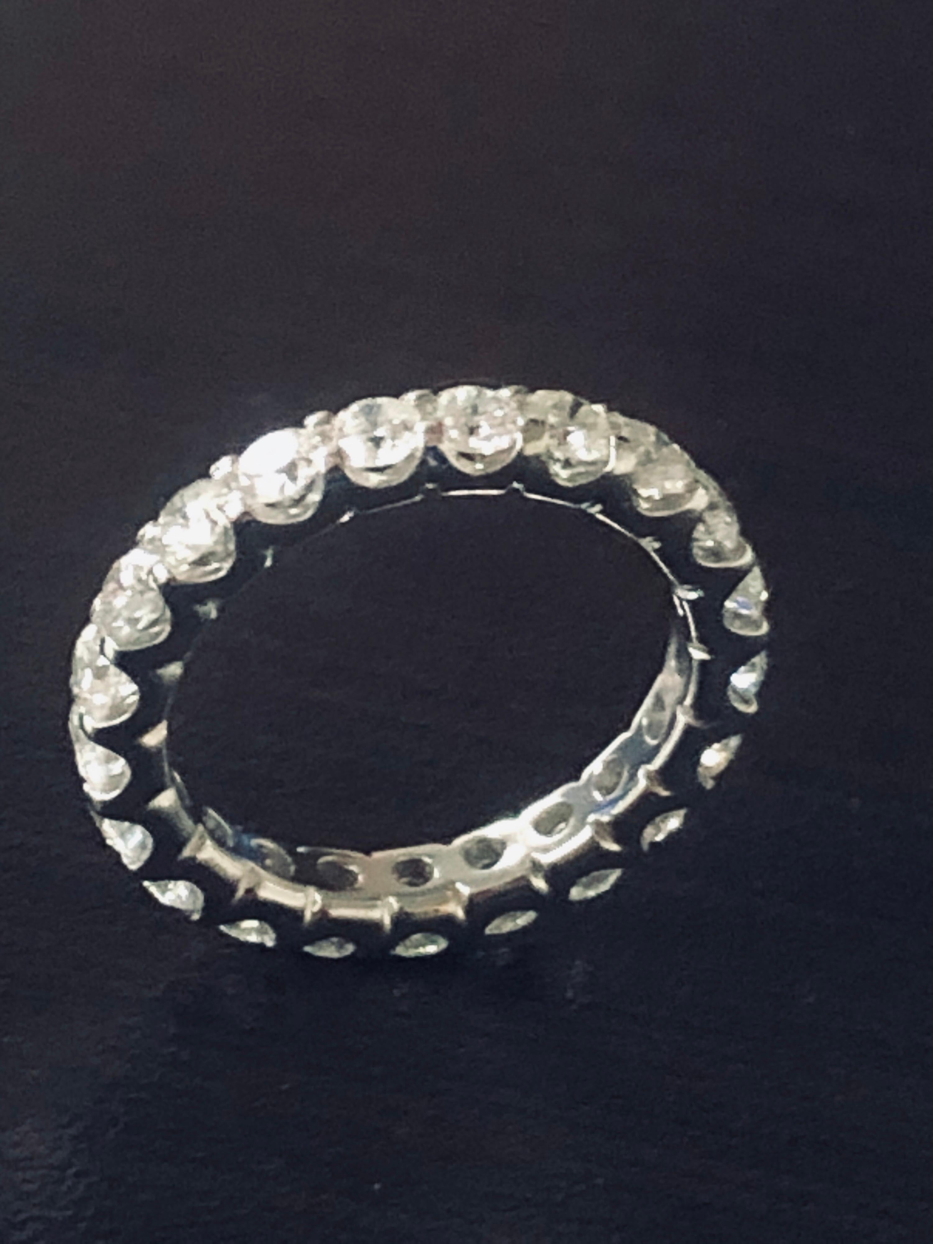 2 carat eternity band on finger