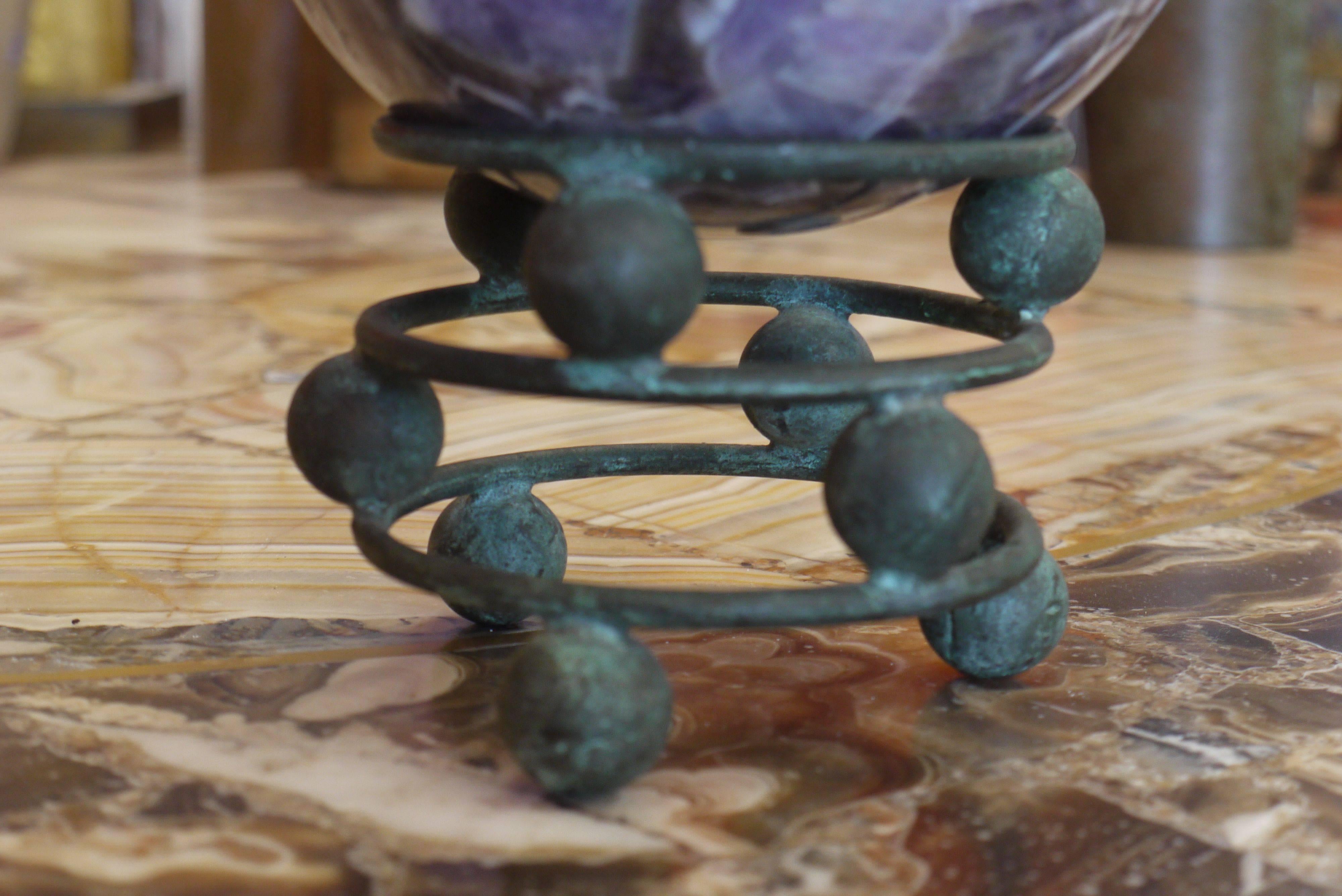 Unknown 10 Pound Amethyst Sphere on Vintage Bronze Stand