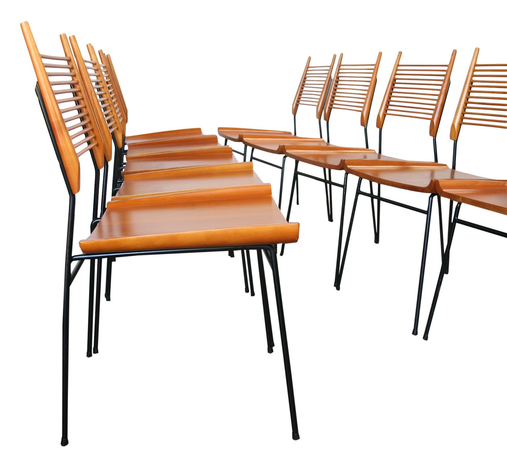 Mid-Century Modern Paul McCobb Planner Group Shovel Chairs #1533 Maple Iron