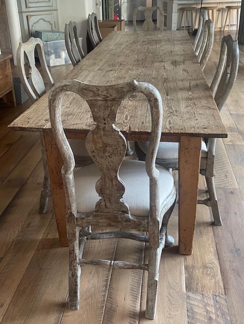 10 Reproduction French Louis XVI Hand Carved Dining Chairs with Fabric Cushions 1